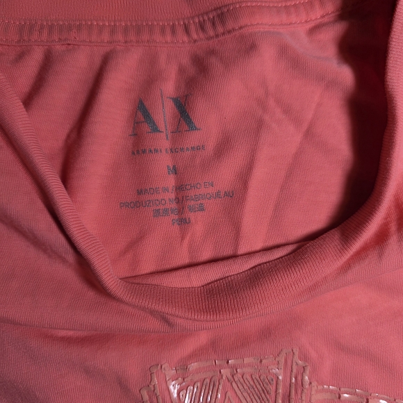 Armani Exchange Coral Pink Logo Short Sleeve Tee - Picture 3 of 6